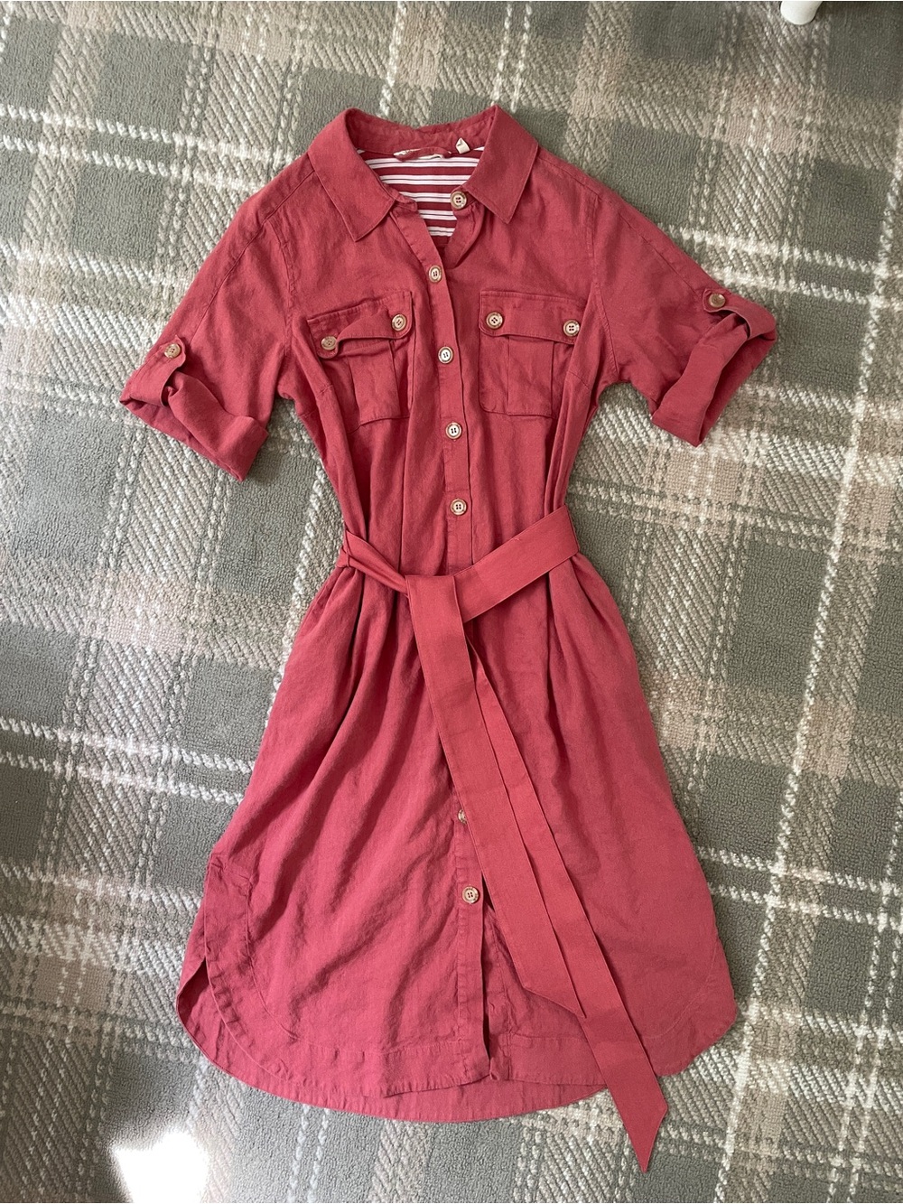 Soft Surroundings linen blend midi shirt dress M
